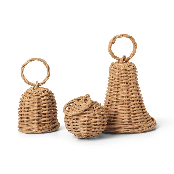 Braided bell balls, natural (set of 3) by Ferm Living