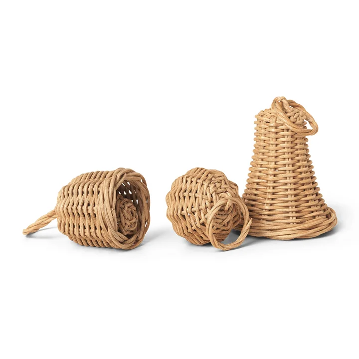 Braided bell balls, natural (set of 3) by Ferm Living