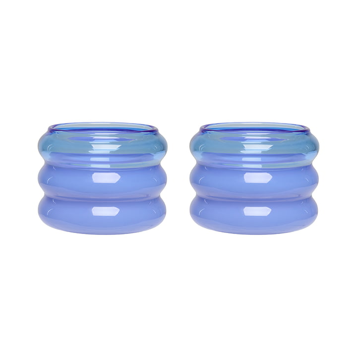 Bubble tealight holder, blue / milky blue (set of 2) by Design Letters