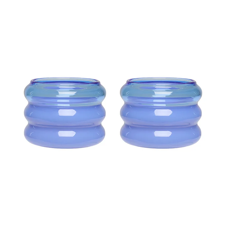 Bubble tealight holder, blue / milky blue (set of 2) by Design Letters