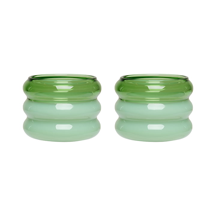 Bubble tealight holder, green / milky green (set of 2) by Design Letters