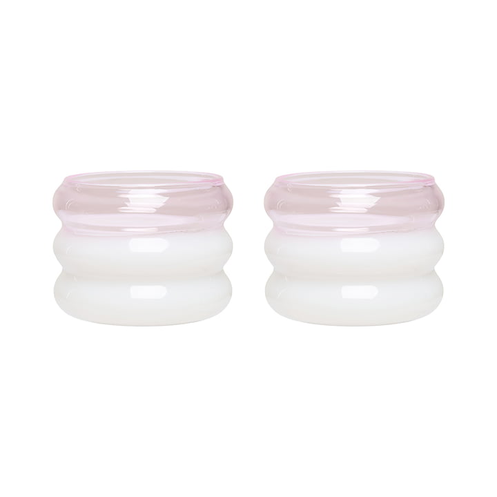 Bubble tealight holder, pink / milky white (set of 2) by Design Letters