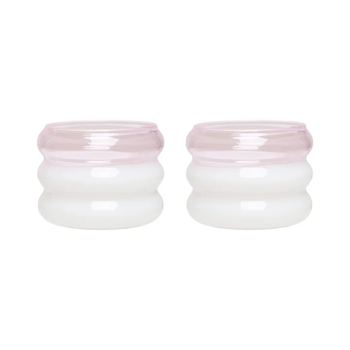 Bubble tealight holder, pink / milky white (set of 2) by Design Letters