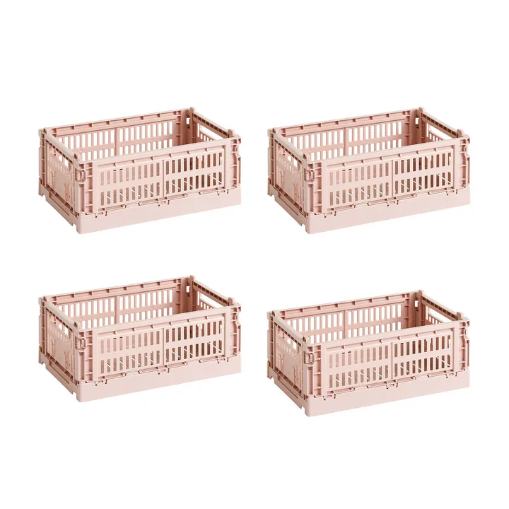 HAY - Colour Crate Basket S, 26.5 x 17 cm, blush, recycled (set of 4)