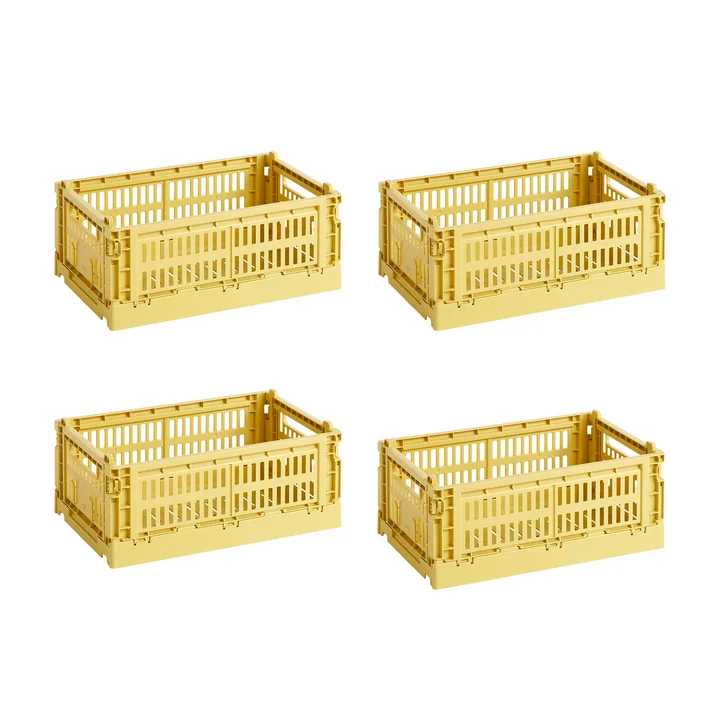 HAY - Colour Crate Basket S, 26.5 x 17 cm, dusty yellow, recycled (set of 4)