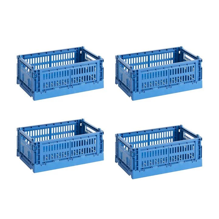 HAY - Colour Crate Basket S, 26.5 x 17 cm, electric blue, recycled (set of 4)