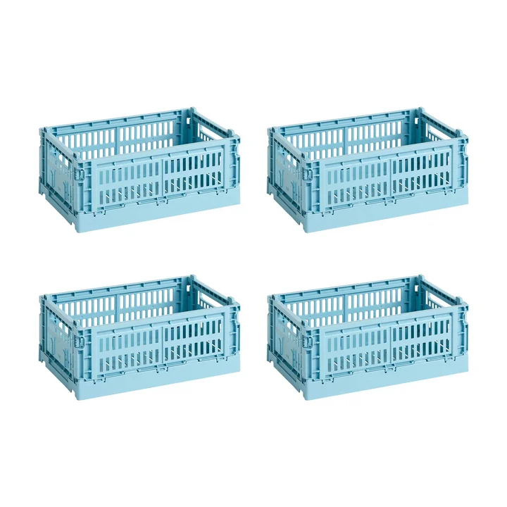 HAY - Colour Crate Basket S, 26.5 x 17 cm, light blue, recycled (set of 4)
