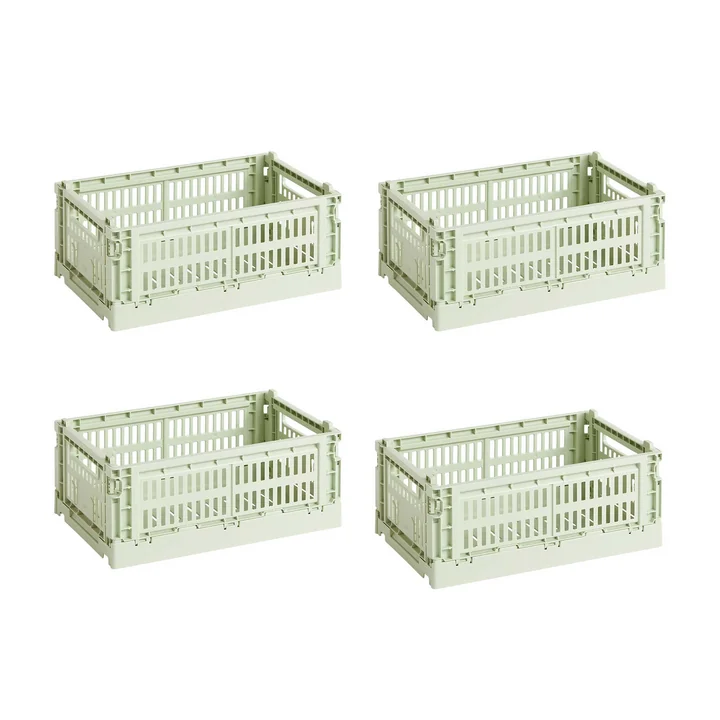 HAY - Colour Crate Basket S, 26.5 x 17 cm, mint, recycled (set of 4)