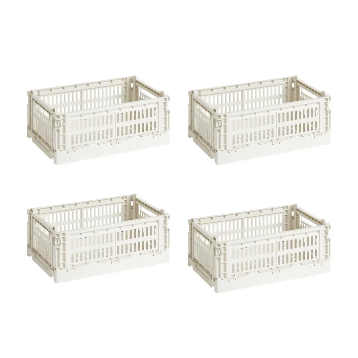 HAY - Colour Crate Basket S, 26.5 x 17 cm, off white, recycled (set of 4)