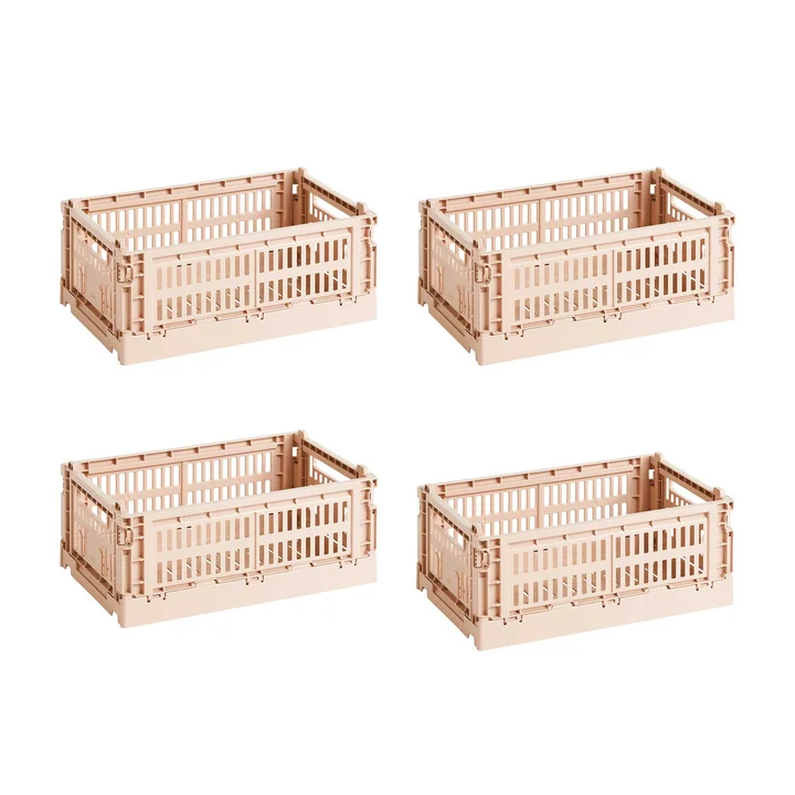 HAY - Colour Crate Basket S, 26.5 x 17 cm, powder, recycled (set of 4)