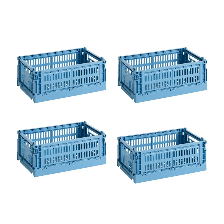 HAY - Colour Crate Basket S, 26.5 x 17 cm, sky blue, recycled (set of 4)