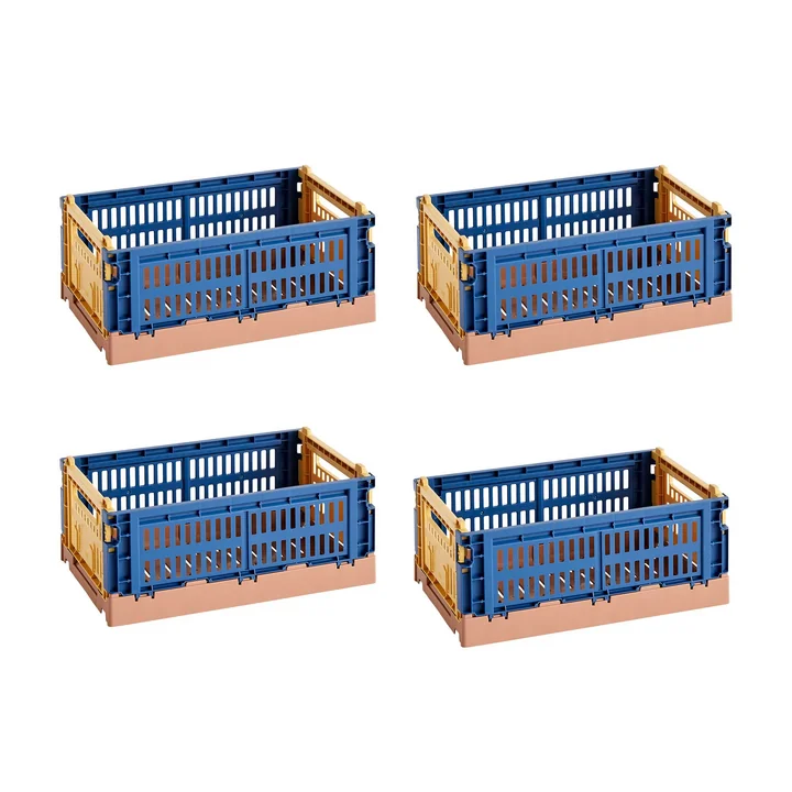 HAY - Colour Crate Mix basket S, 26.5 x 17 cm, dark blue, recycled (set of 4)
