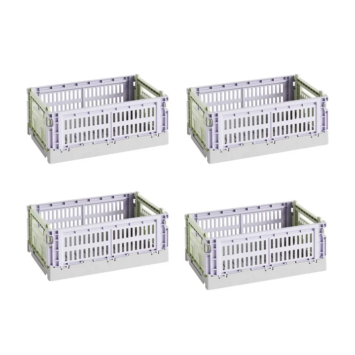 HAY - Colour Crate Mix basket S, 26.5 x 17 cm, lavender, recycled (set of 4)