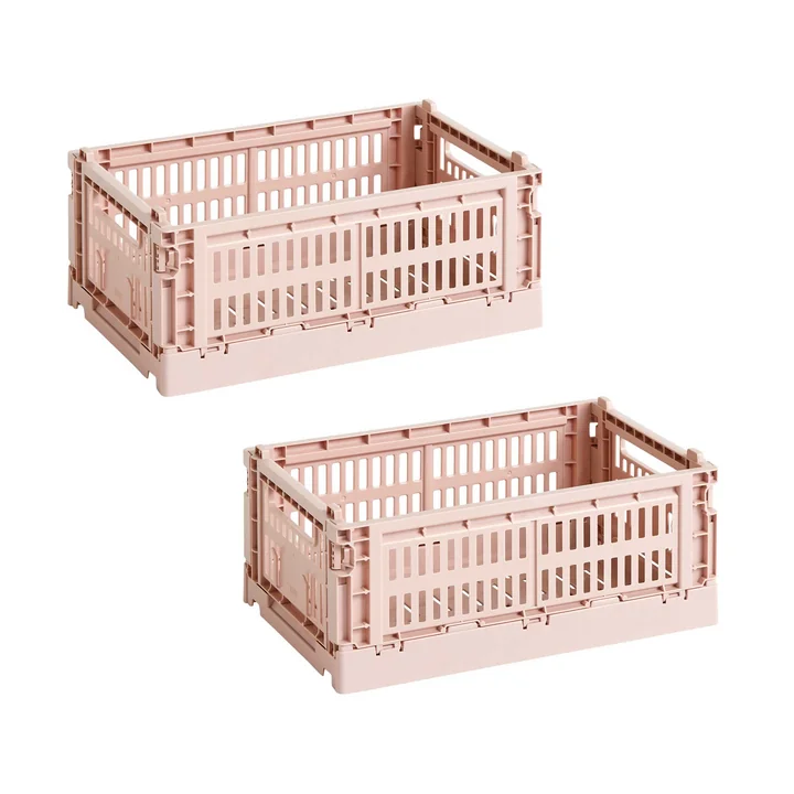 HAY - Colour Crate Basket S, 26.5 x 17 cm, blush, recycled (set of 2)