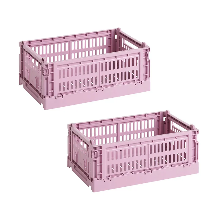 HAY - Colour Crate Basket S, 26.5 x 17 cm, dusty rose, recycled (set of 2)