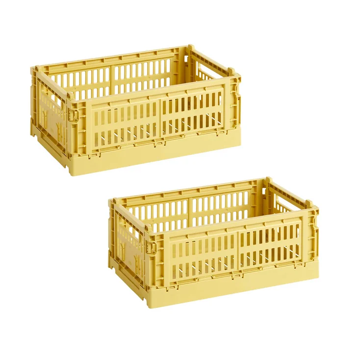 HAY - Colour Crate Basket S, 26.5 x 17 cm, dusty yellow, recycled (set of 2)