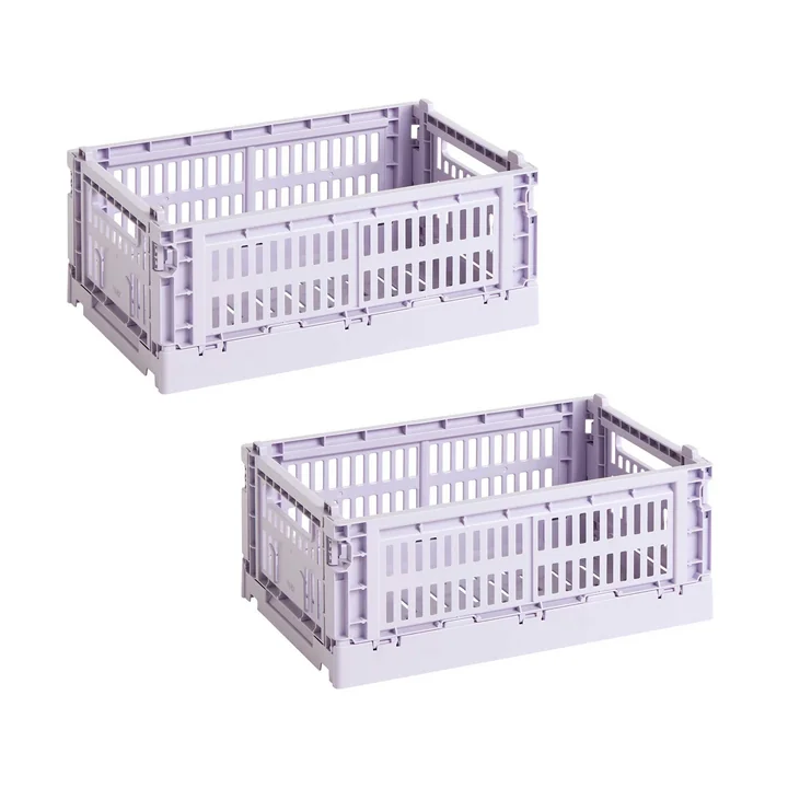 HAY - Colour Crate Basket S, 26.5 x 17 cm, lavender, recycled (set of 2)