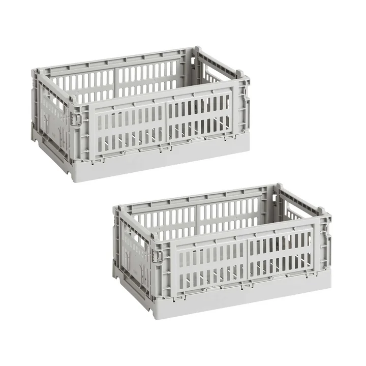 HAY - Colour Crate Basket S, 26.5 x 17 cm, light grey, recycled (set of 2)