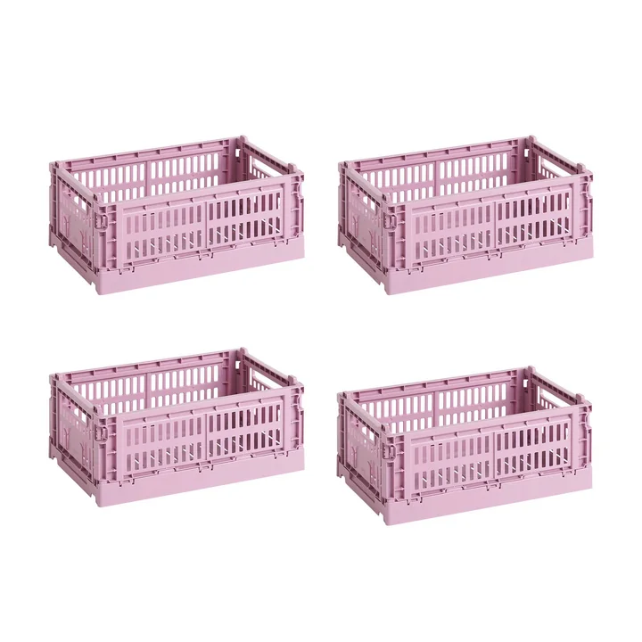 HAY - Colour Crate Basket S, 26.5 x 17 cm, dusty rose, recycled (set of 4)