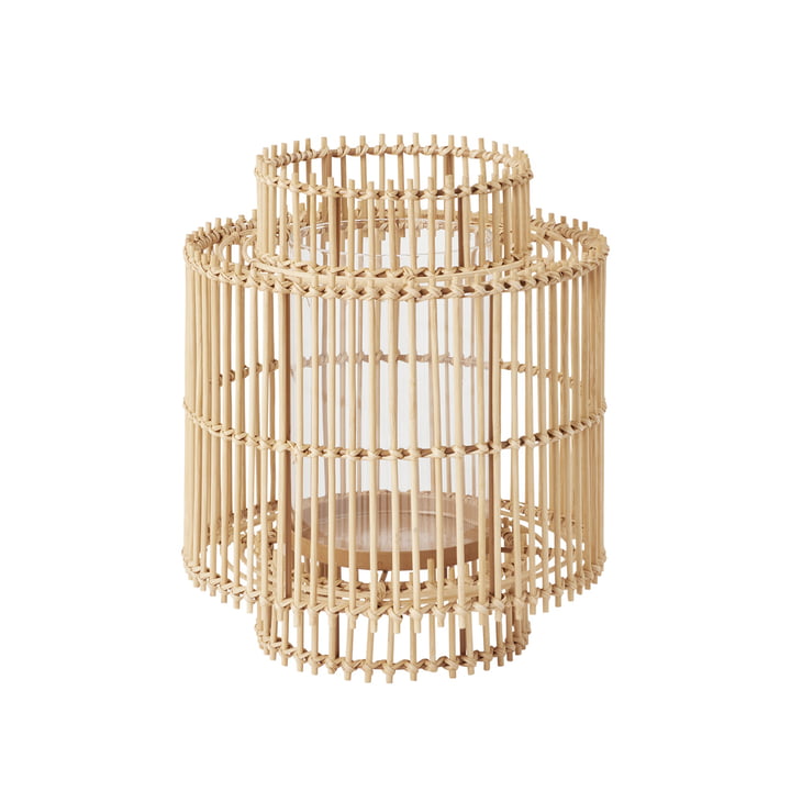 Kajsa lantern, Ø 20 cm x H 2 3. 5 cm, bamboo / glass by Broste Copenhagen