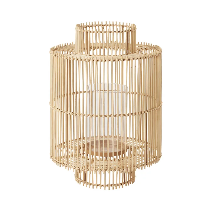 Kajsa lantern, Ø 26 cm x H 3 6. 5 cm, bamboo / glass by Broste Copenhagen