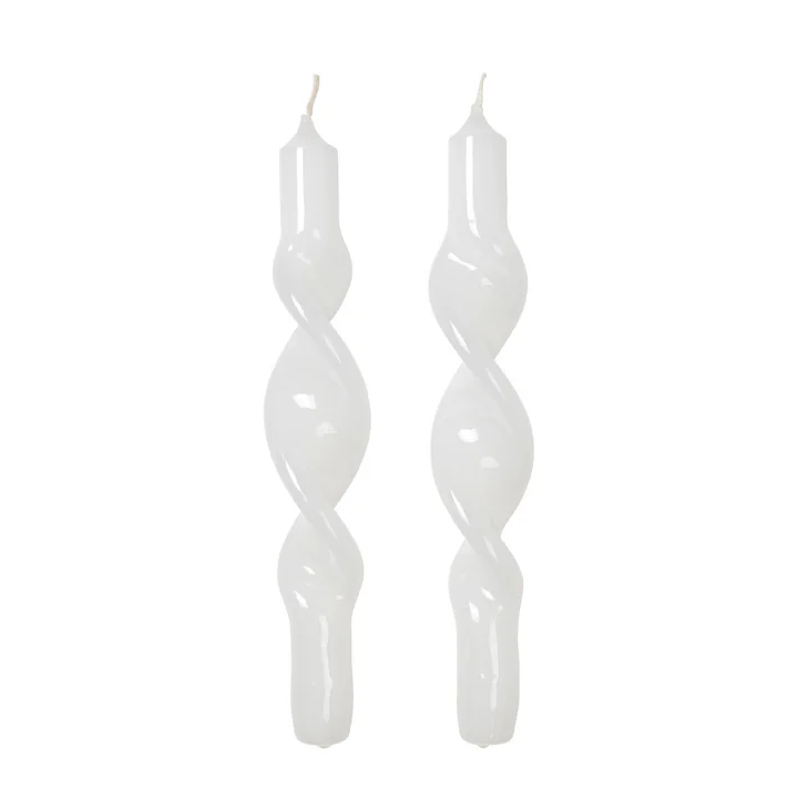 Broste Copenhagen - Twist Candle, pure white (set of 2)
