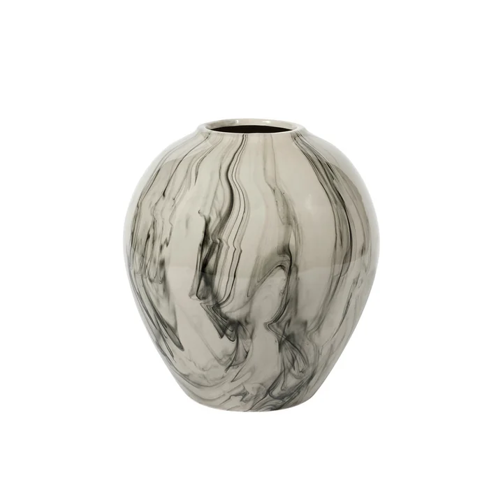 Ingrid vase, Ø 24 cm x H 2 5. 5 cm, beige / black by Broste Copenhagen
