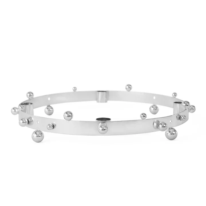 Advent candle holder Pearl, Ø 33 x H 5.5 cm, silver by OYOY