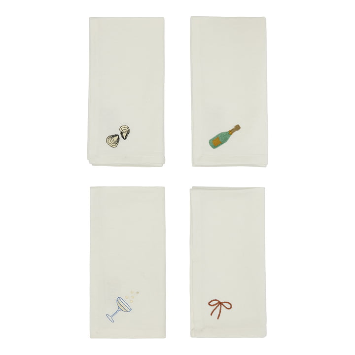 New Year's napkins, off-white (set of 4) from OYOY