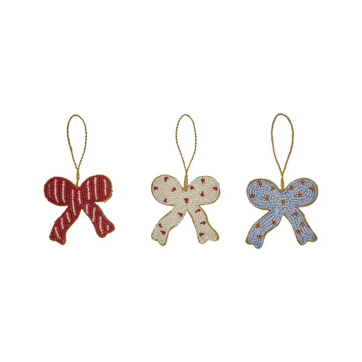 Christmas bows ornament, multicolor (set of 3) from OYOY