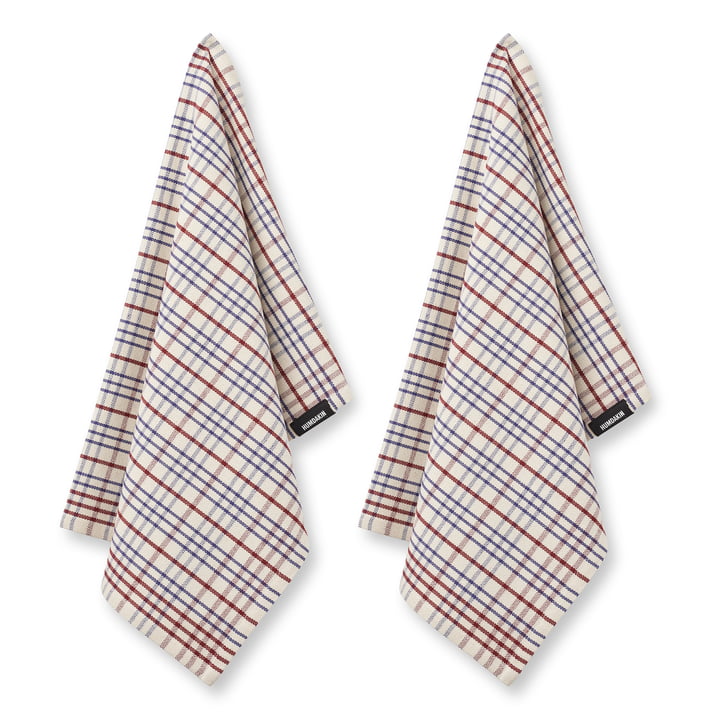 Humdakin - Organic cotton tea towel, 45 x 70 cm, checkered race (set of 2)