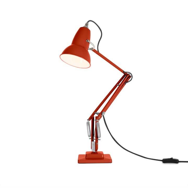 Original 1227 Table lamp, black cable, Coral Red by Anglepoise