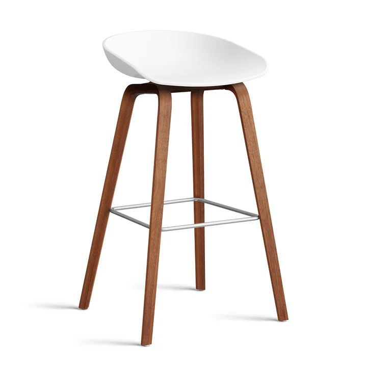 HAY - About A Stool AAS 32 H 85 cm, walnut lacquered / stainless steel / white 2. 0