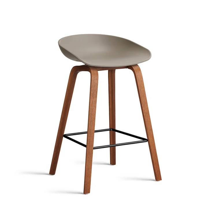 HAY - About A Stool AAS 32 H 75 cm, walnut lacquered / steel black / khaki 2. 0