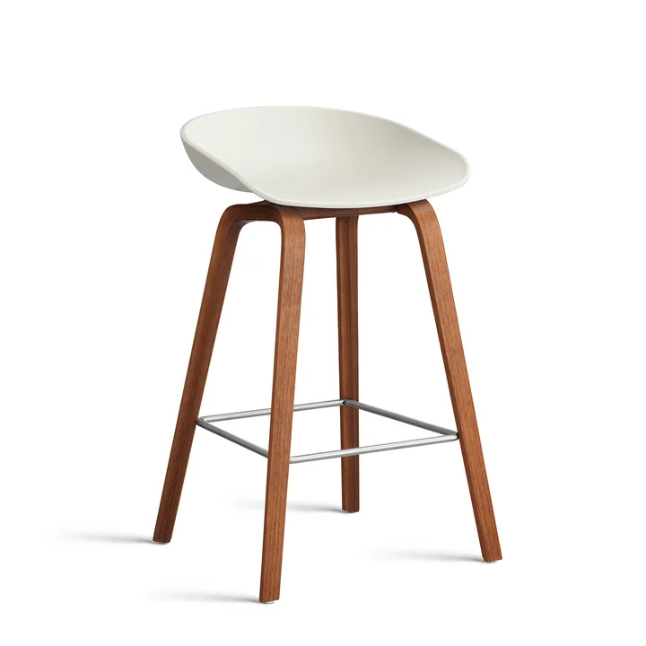 HAY - About A Stool AAS 32 H 75 cm, walnut lacquered / stainless steel / melange cream 2. 0