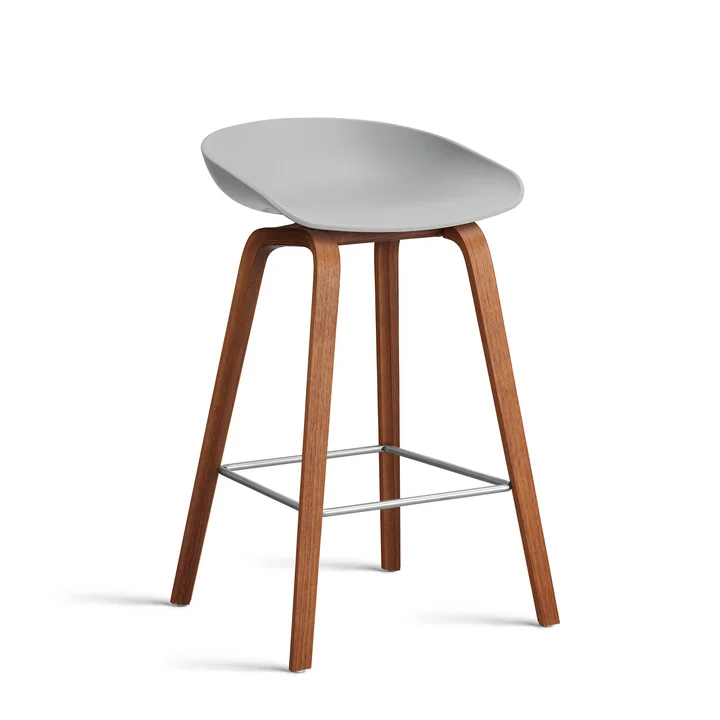 HAY - About A Stool AAS 32 H 75 cm, walnut lacquered / stainless steel / concrete grey 2. 0