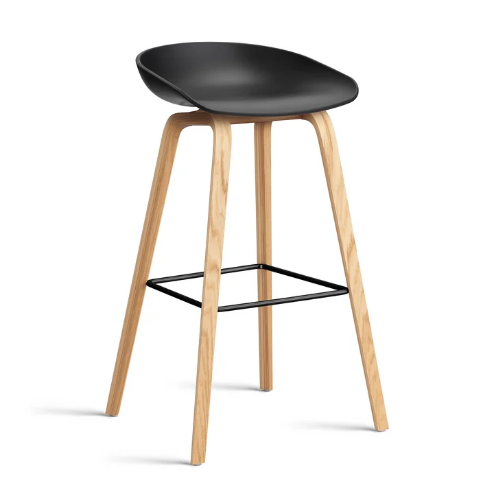 HAY - About A Stool AAS 32 H 85 cm, lacquered oak / black steel / black 2. 0