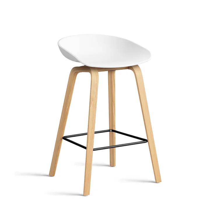 HAY - About A Stool AAS 32 H 75 cm, lacquered oak / black steel / white 2. 0
