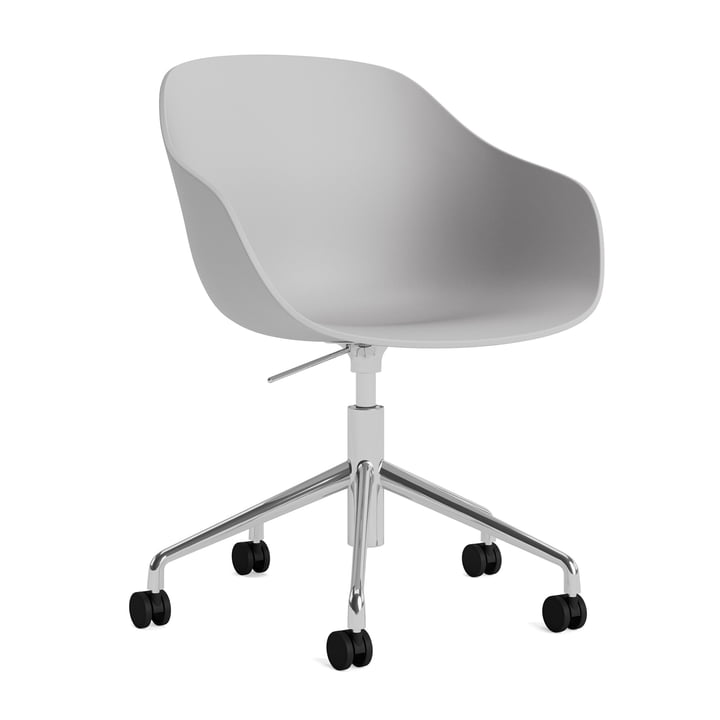 Hay - About A Chair AAC 252 with gas lift, polished aluminum / concrete grey 2. 0