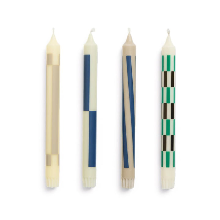 Hay - Pattern Stick candles, H 24 cm, cream / dark (set of 4)