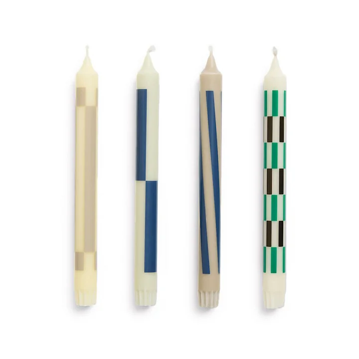 HAY - Pattern Stick candles, H 24 cm, cream / dark (set of 4)
