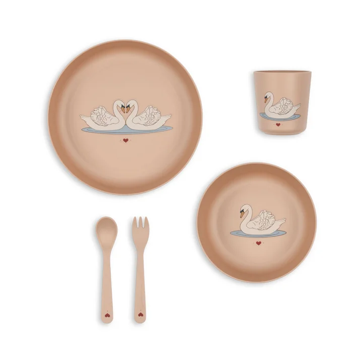 PLA tableware set, swan from Konges Sløjd