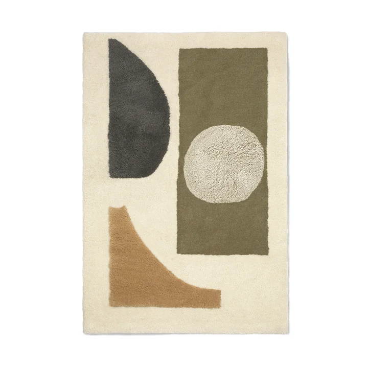 Ferm Living - Bloco tufted rug, 120 x 180 cm, green / off-white