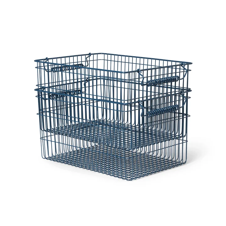 Ferm Living - Cala Stackable baskets, dark blue (set of 2)