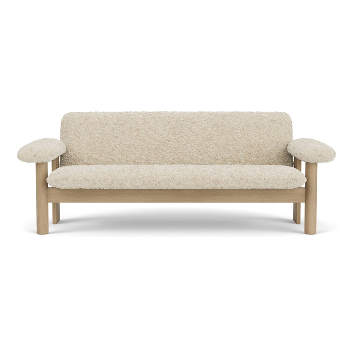 Brasilia 2-seater sofa, natural oak / natural sheepskin by Audo