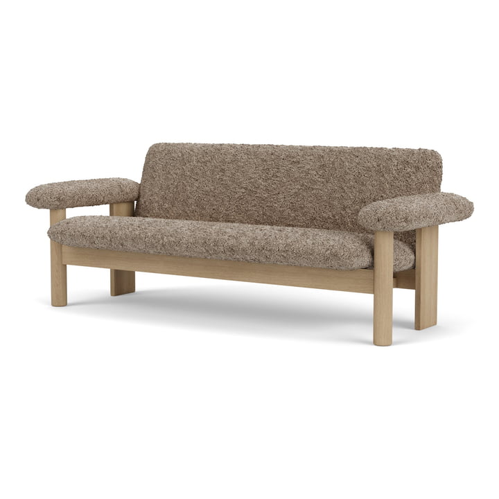 Brasilia 2-seater sofa, natural oak / Sahara brown sheepskin by Audo