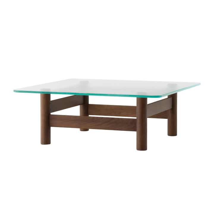 Brasilia lounge table, glass / dark stained oak by Audo