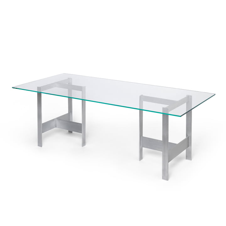 ferm Living - Lager Dining table, 200 x 90 cm, glass / aluminum