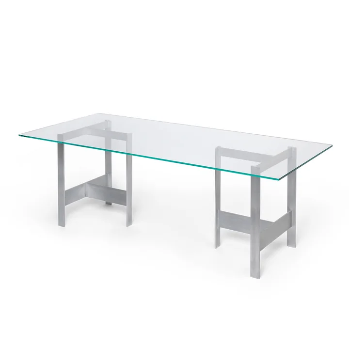 Ferm Living - Lager Dining table, 200 x 90 cm, glass / aluminum