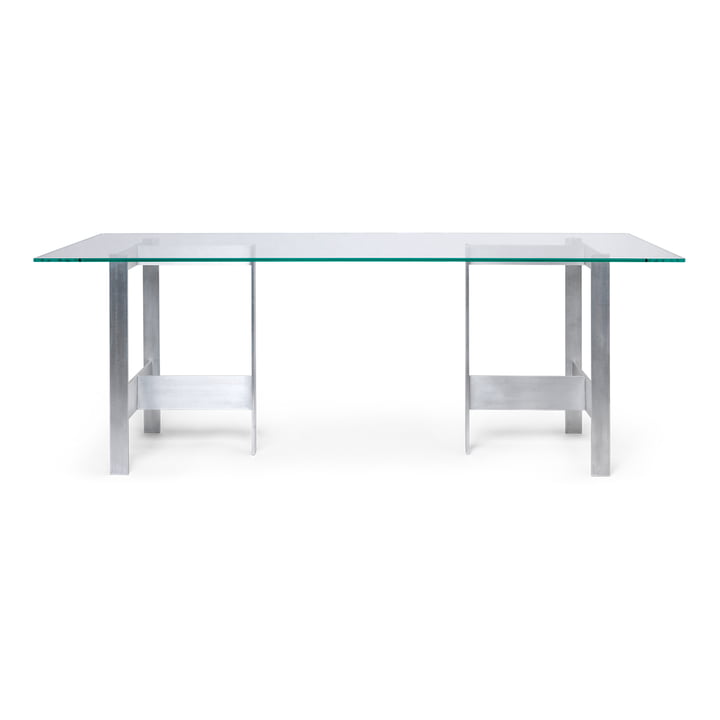 ferm Living - Lager Dining table, 200 x 90 cm, glass / aluminum